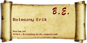 Boleszny Erik névjegykártya